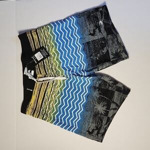 Pacific Surf Men's SZ XX-Large Multi-Color Surfer Print Vintage Surf Swim Trunks
